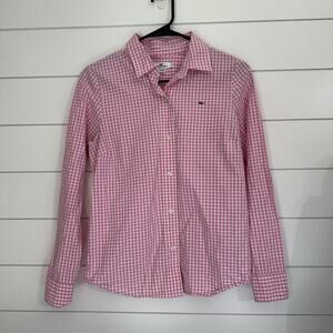 Vineyard Vines Women’s 2 Button Down Pink White Gingham Small